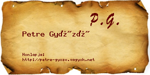 Petre Győző névjegykártya